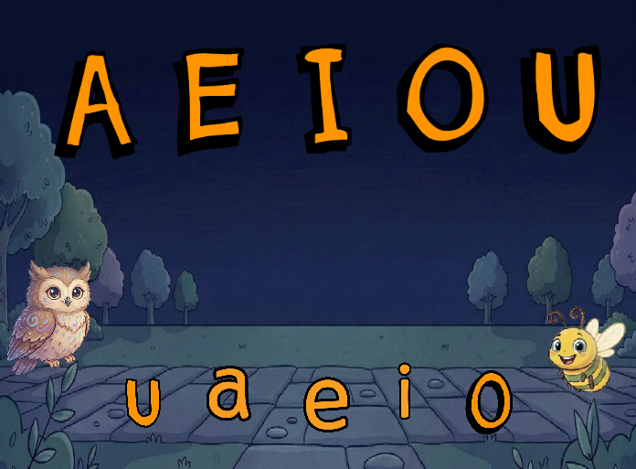Mini juego de letras mayúsculas y minúsculas con el búho